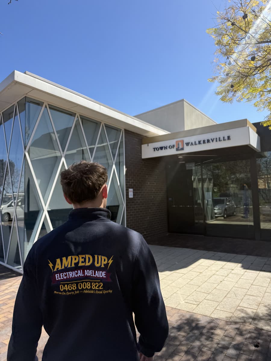 Marcus from Amped Up Electrical on a job in Walkerville, South Australia