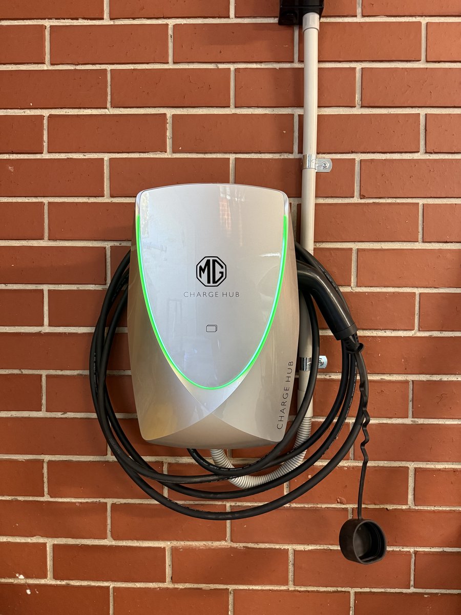 MG Charge Hub EV charger installation on brick garage wall Adelaide