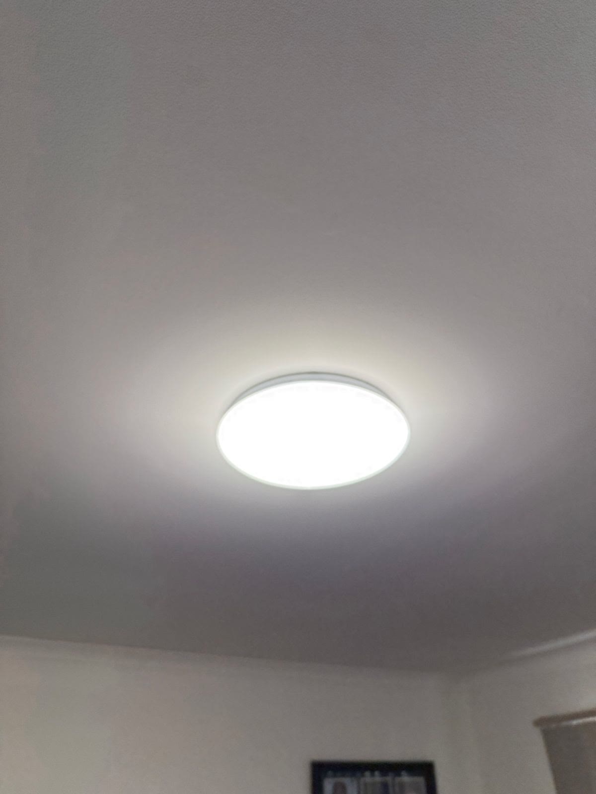 LED oyster ceiling light installed