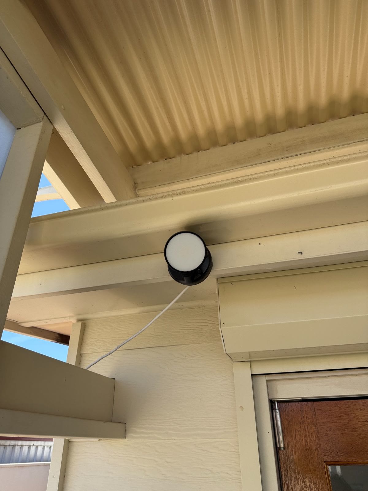 LED light fitted under a verandah