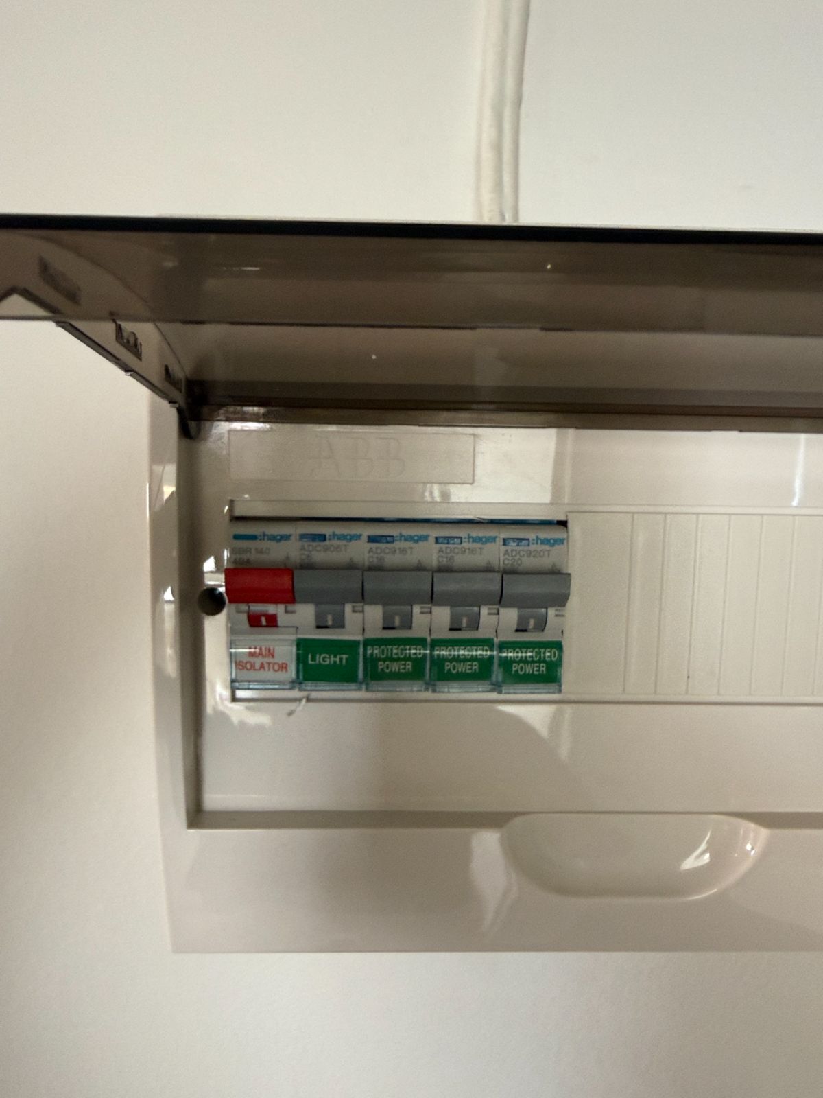 Finished switchboard in West Lakes with Hager RCBOs and a new main switch