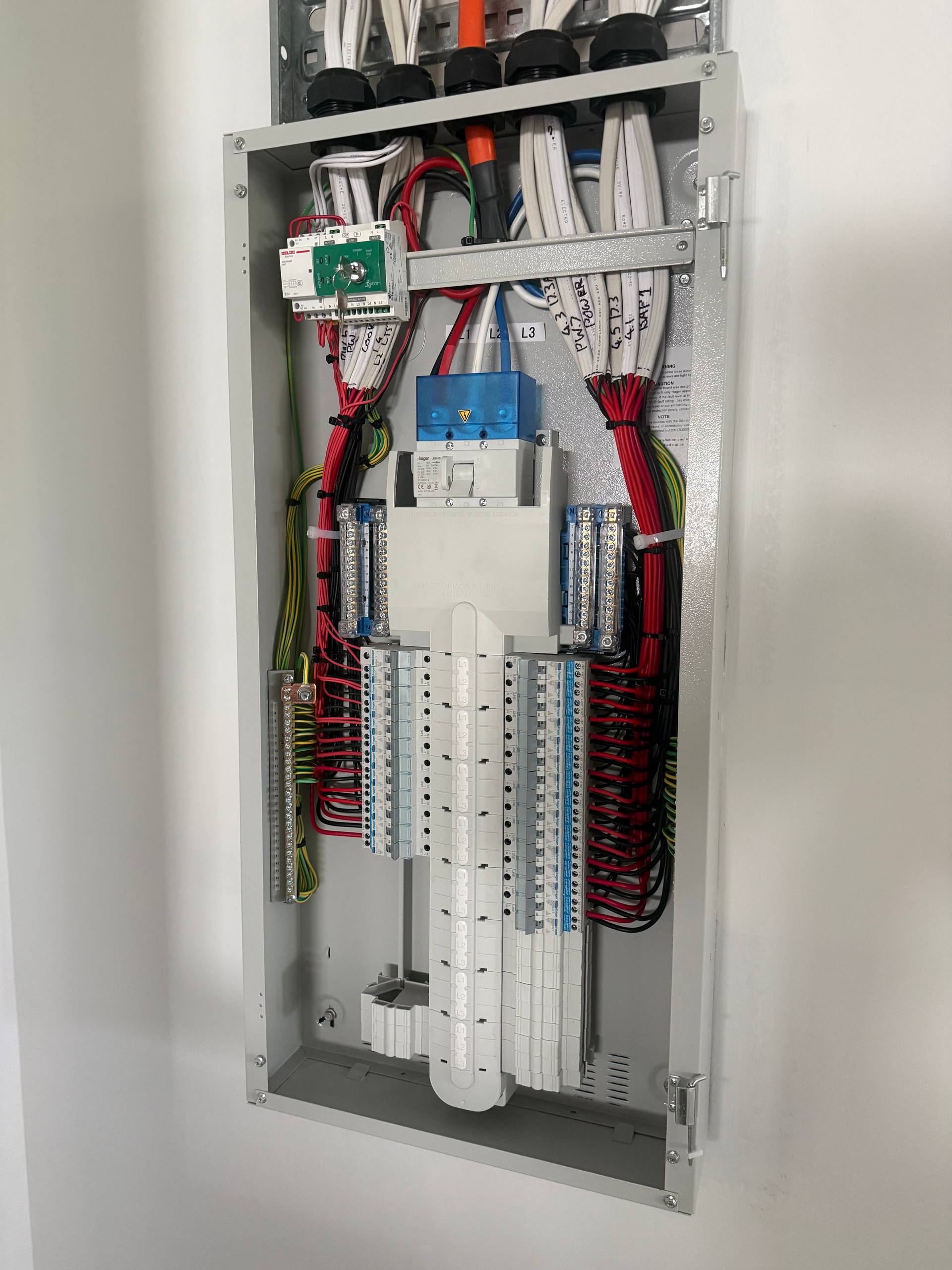 Professional switchboard upgrade Adelaide - three phase installation with Hager components